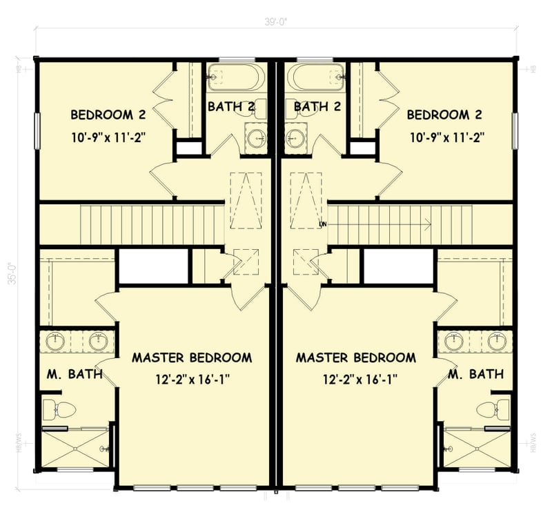 Plan 100370GHR: Contemporary Modern Duplex House Plan with Primary Suite Upstairs - Floor Plan - 2nd Floor - Contemporary, Modern