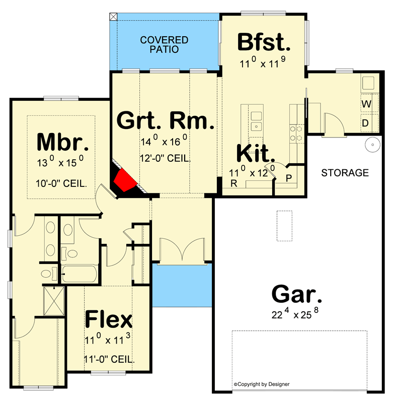 Plan 42740DB: Modern Craftsman House Plan with Flexible Layout and Main-Level Suite - Floor Plan - Main Level - Craftsman, Modern