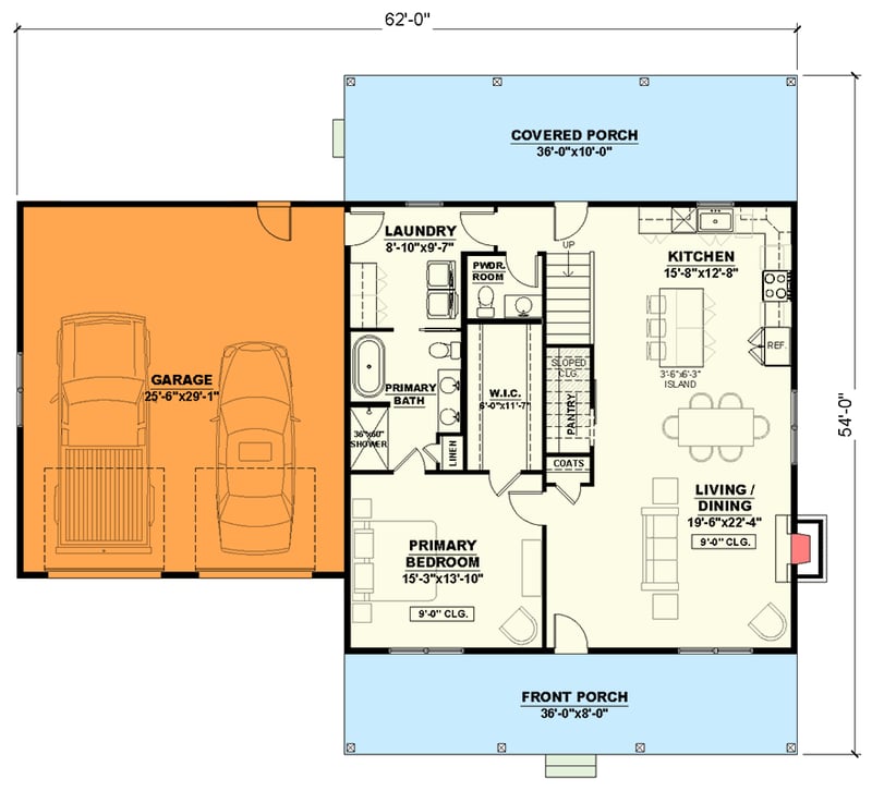 Plan 810060RBT: Modern Farmhouse House Plan with Spacious Loft and Custom Bonus Room - Floor Plan - Main Level with Front Garage (Paid Option $) - Farmhouse, Modern Farmhouse, New American, Southern, Traditional