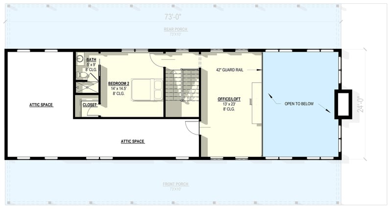 Plan 405119FDC: Two Bedroom Barndominium House Plan with Home Office and Vaulted Great Room - Floor Plan - 2nd Floor - Barndominium