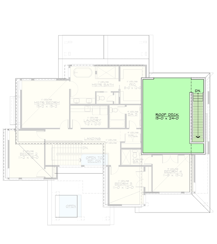 Plan 230014JD: Modern 5 Bedroom House Plan with 4 Baths and Roof Deck - Floor Plan - 3rd Floor - Contemporary, Modern, Northwest