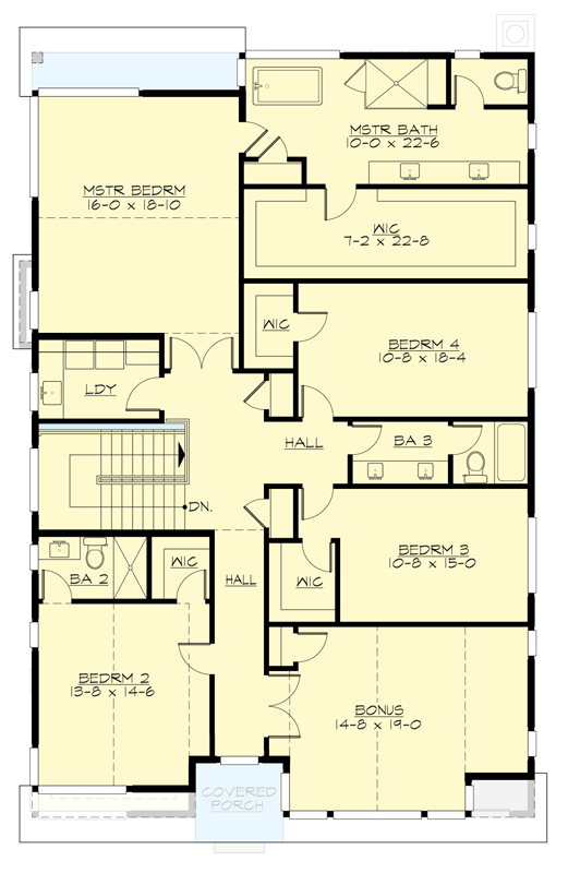 Plan 230016JD: Elegant 4 Bedroom Modern Craftsman with 3868 Sq Ft Formal Dining - Floor Plan - 2nd Floor - Craftsman, New American