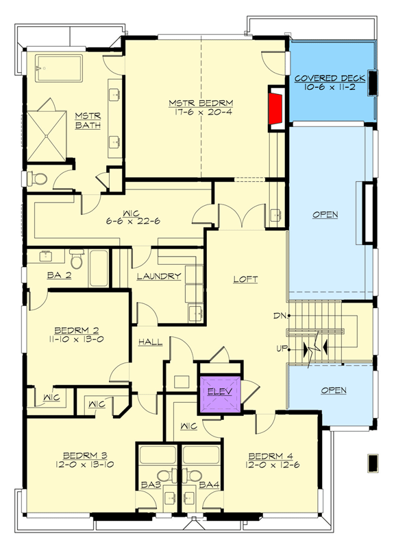 Plan 230017JD: Luxury Modern Home Plan with 5 Bedrooms and Elevator - Floor Plan - 2nd Floor - Contemporary, Modern