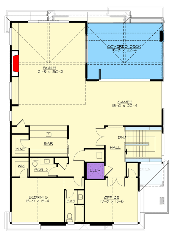 Plan 230017JD: Luxury Modern Home Plan with 5 Bedrooms and Elevator - Floor Plan - 3rd Floor - Contemporary, Modern