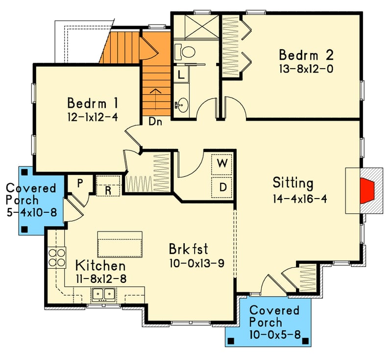 Plan 22024SL: Two-Bedroom Bungalow House Plan with Split Bedrooms and Basement - Floor Plan - Main Level - Bungalow, Cottage, Northwest