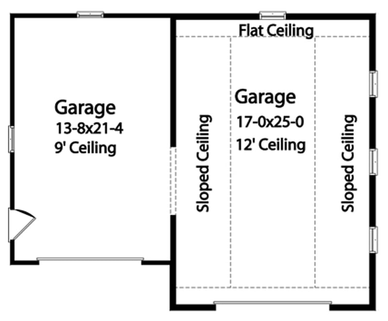 Plan 22033SL: Craftsman Detached Two-Car Garage House Plan with 776 Sq Ft - Floor Plan - Main Level - Craftsman