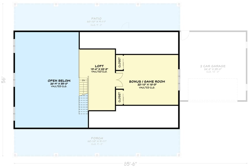 Plan 850026PKE: Modern Barndominium House Plan with 3 Beds, Home Office, and Bonus Room - Floor Plan - 2nd Floor - Barndominium
