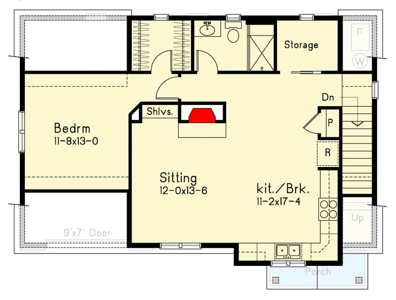 Plan 22106SL: Charming Carriage House Plan ADU - 2-Car Garage with 1 Bedroom Apartment - Floor Plan - 2nd Floor - Carriage, Craftsman, New American