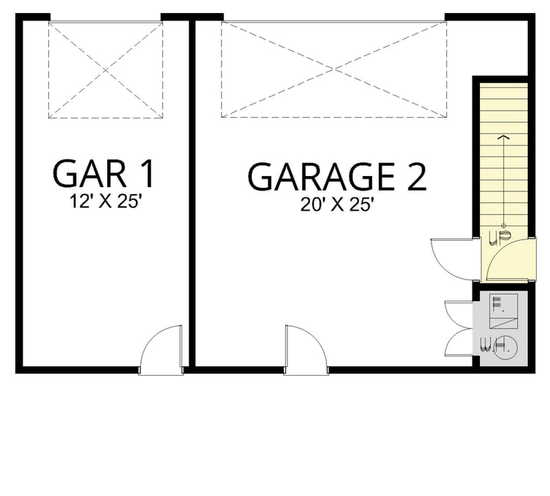 Plan 267107SPK: Modern Farmhouse ADU Plan with 2 Bedrooms and 3-Car Garage - Floor Plan - Main Level - Modern Farmhouse