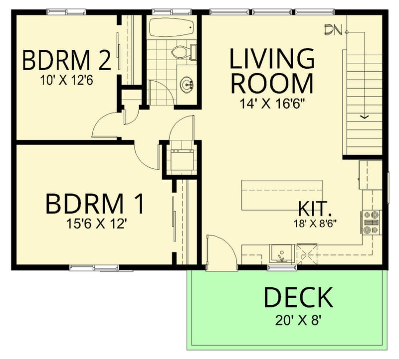 Plan 267107SPK: Modern Farmhouse ADU Plan with 2 Bedrooms and 3-Car Garage - Floor Plan - 2nd Floor - Modern Farmhouse