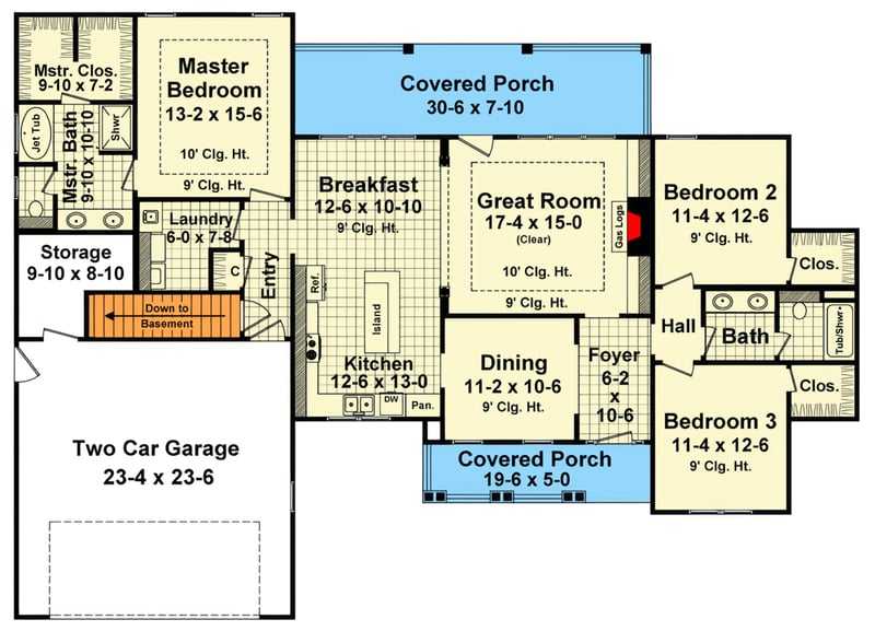 Plan 51374MM: Craftsman Modern Farmhouse House Plan with 3 Beds and Formal Dining Room - Floor Plan - Main Level - Craftsman, Modern Farmhouse, New American, Ranch