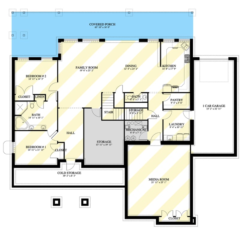 Plan 61742UT: Exquisite 4-Bedroom Modern Farmhouse Plan with 5092 Sq Ft and Master Suite on Main Level - Floor Plan - Optionally Finished Basement - Craftsman, Traditional