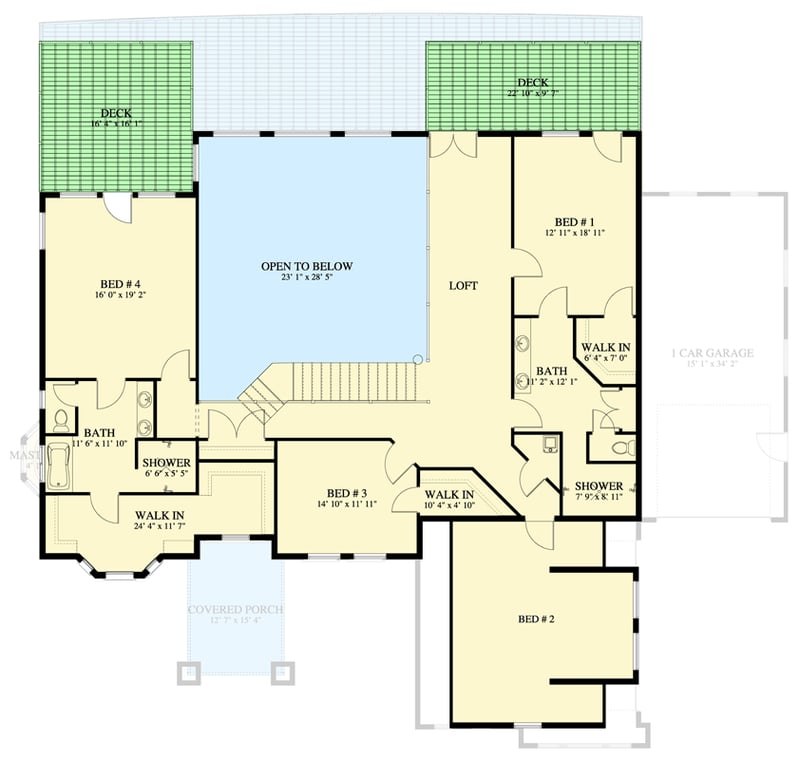 Plan 61742UT: Exquisite 4-Bedroom Modern Farmhouse Plan with 5092 Sq Ft and Master Suite on Main Level - Floor Plan - 2nd Floor - Craftsman, Traditional