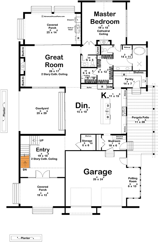 Plan 623622DJ: Stunning Coastal Contemporary House Plan with 4 Beds and Two Master Suites - Floor Plan - Basement Stairs Location - Coastal Contemporary, Contemporary