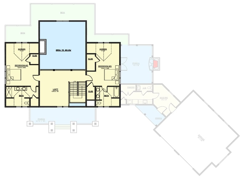 Plan 18723CK: Rustic Mountain Craftsman House Plan with 3 Beds and Wrap-Around Porch - Floor Plan - 2nd Floor - Craftsman, Mountain, Rustic