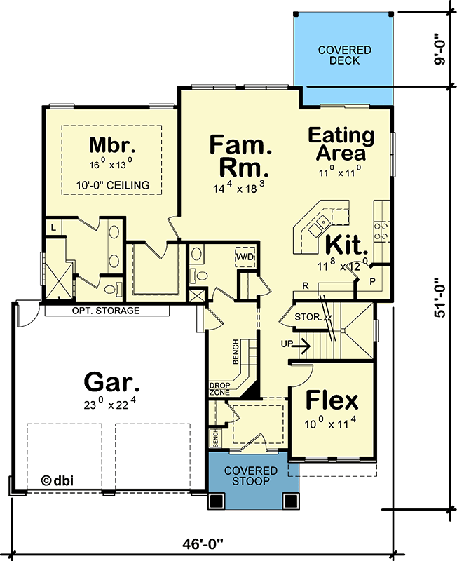 Plan 42748DB: Craftsman House Plan with 3 Bedrooms and Main Level Master - Floor Plan - Main Level - Craftsman, Traditional