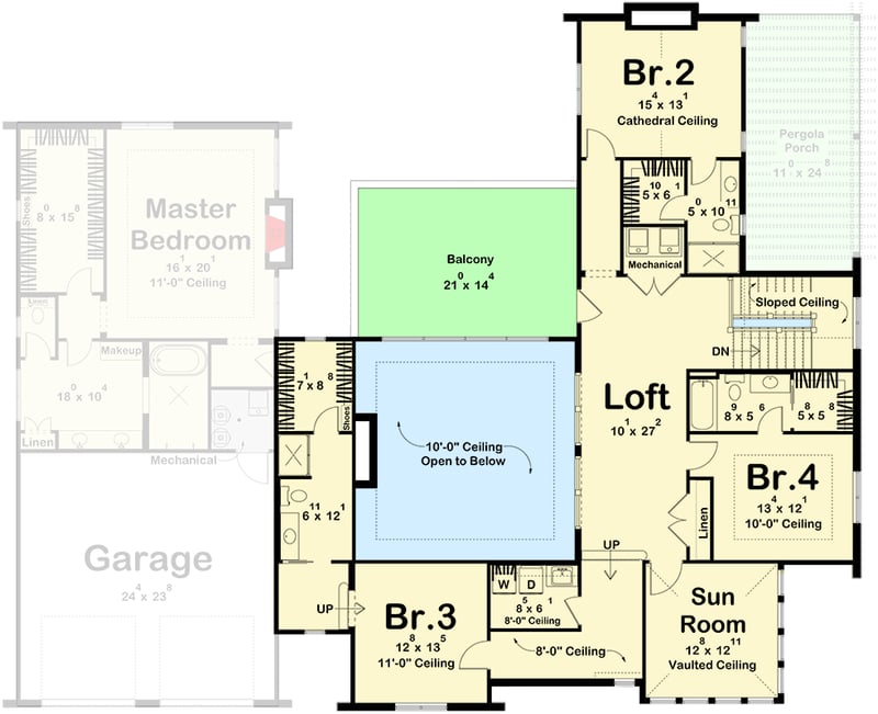Plan 623632DJ: Spacious Coastal Contemporary House Plan with 4 Bedrooms and Grand Porches - Floor Plan - 2nd Floor - Coastal Contemporary, Contemporary, Florida-Style