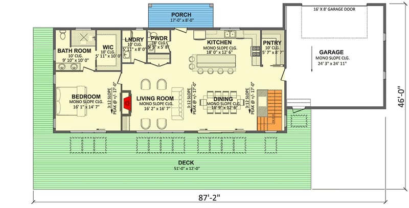 Plan 911070JVD: Modern Mountain House Plan with 3 Beds and Walkout Lower Level - Floor Plan - Main Level - Barndominium, Contemporary, Modern, Mountain