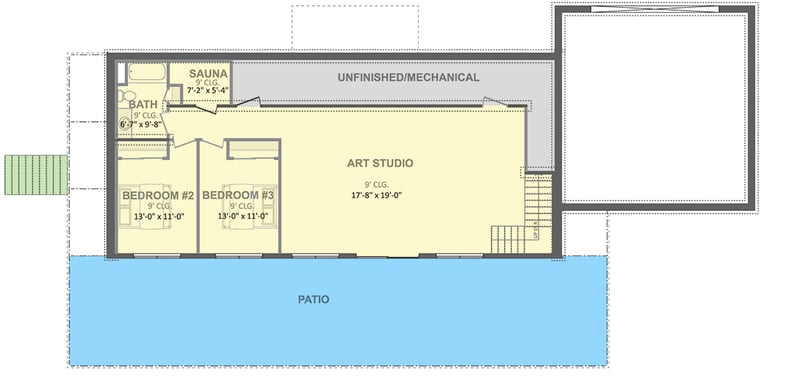 Plan 911070JVD: Modern Mountain House Plan with 3 Beds and Walkout Lower Level - Floor Plan - Lower Level - Finished Walkout Basement - Barndominium, Contemporary, Modern, Mountain