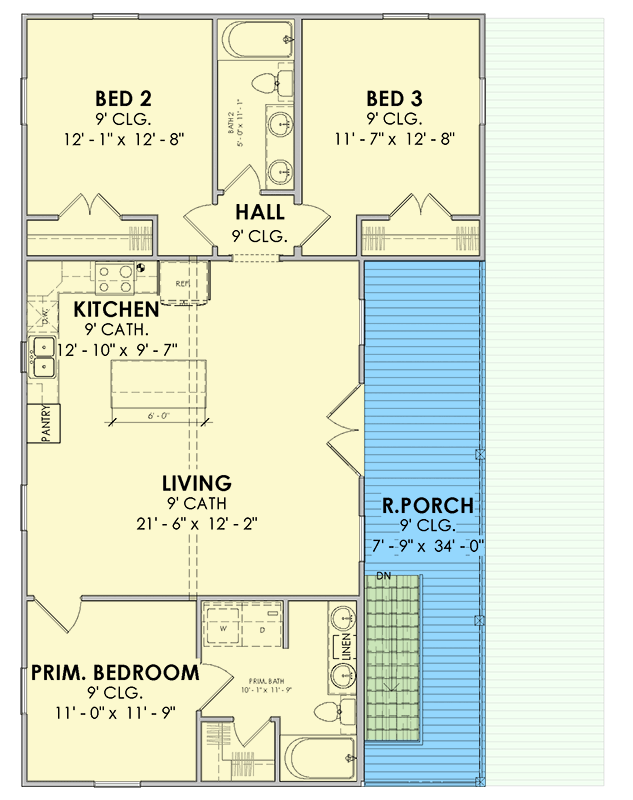 Plan 185033PHD: Vacation Low Country House Plan with Elevated Living and 3 Bedrooms - Floor Plan -  - Country, Low Country, Vacation
