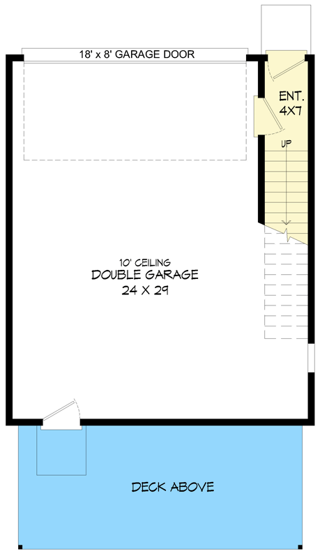 Plan 680660VR: Modern 1-Bed Garage Plan with Balcony Living - Floor Plan -  - Contemporary