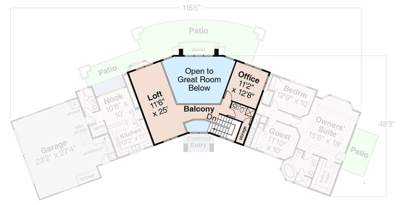 Plan 720181DA: Contemporary Mediterranean House Plan with 4 Bedrooms and Two-Story Great Room - Floor Plan - 2nd Floor - Contemporary, Mediterranean, Southwest