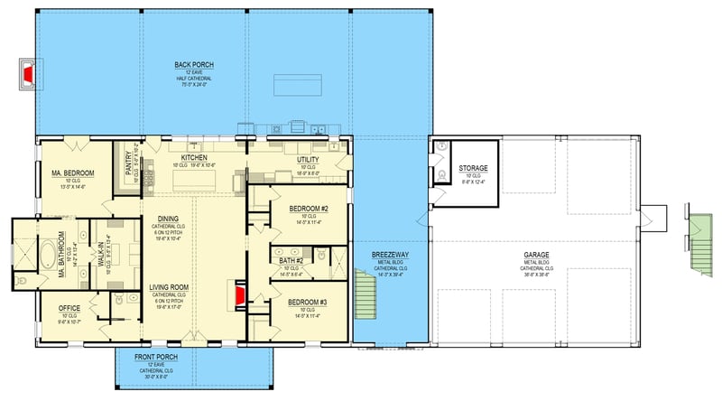 Plan 170016ADS: Modern Barndominium House Plan with 3 Beds and Expansive Garage - Floor Plan - Main Level - Barndominium, Contemporary, Modern Farmhouse