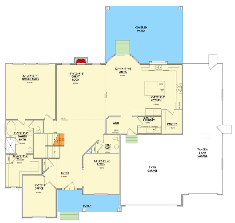 Plan 849078PGE: New American House Plan with 4-6 Bedrooms and Main Level Master Suite - Floor Plan - Main Level - Craftsman, New American, Traditional