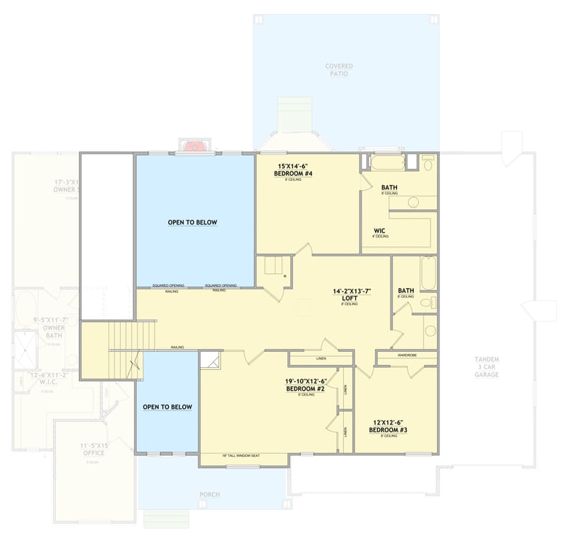 Plan 849078PGE: New American House Plan with 4-6 Bedrooms and Main Level Master Suite - Floor Plan - 2nd Floor - Craftsman, New American, Traditional