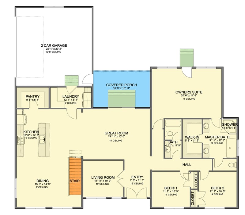 Plan 61748UT: Modern Farmhouse House Plan with 3 Bedrooms and Living Room - Floor Plan - Main Level - Craftsman, Modern Farmhouse, New American