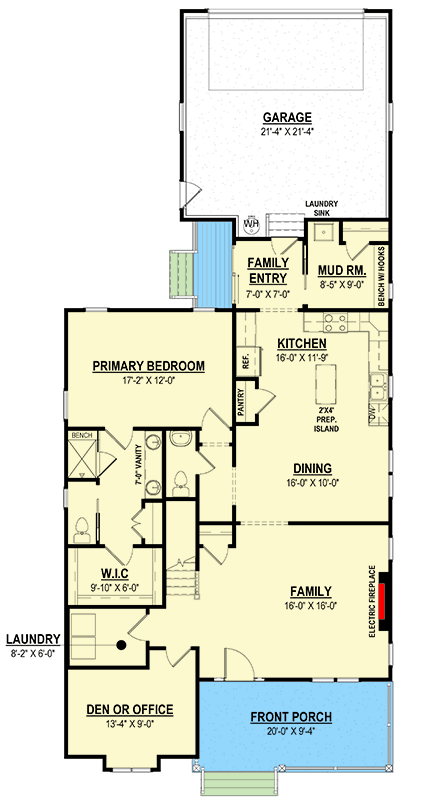Plan 83682CRW: Modern Farmhouse House Plan with 3-4 Beds and Bonus Room - Floor Plan - Main Level - Country, Farmhouse, Modern Farmhouse