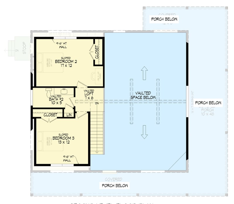 Plan 680662VR: Country Farmhouse House Plan with 3 Beds and Wraparound Porch - Floor Plan - 2nd Floor - Country, Farmhouse