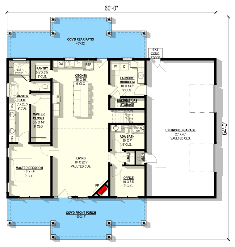 Plan 405144FDC: Modern Barndominium House Plan with 3 Beds and Vaulted Great Room - Floor Plan - Main Level - Barndominium, Farmhouse