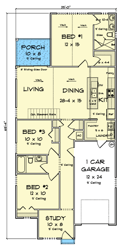 Plan 52549WM: Traditional Craftsman House Plan: 3 Beds, 1-Car Garage, Split Layout - Floor Plan - Main Level - Craftsman, Traditional
