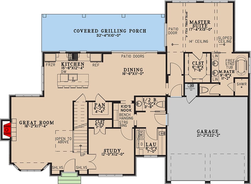 Plan 70968MK: Charming Tudor House Plan with 3 Beds and Main Level Master Suite - Floor Plan - Main Level - European, Tudor
