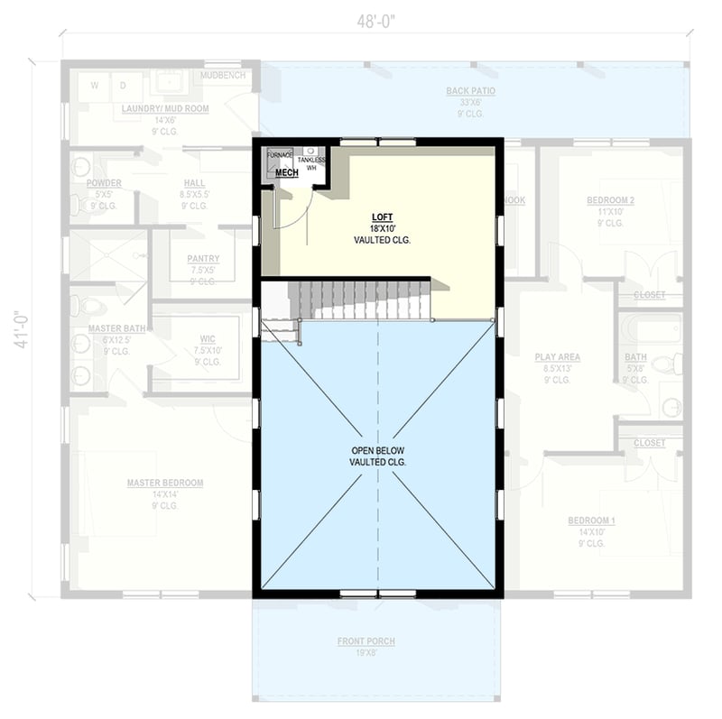 Plan 405146FDC: Modern Barndominium House Plan with 3 Beds and Vaulted Great Room - Floor Plan - 2nd Floor - Barndominium