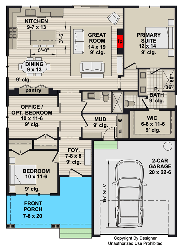 Plan 140058RK: Craftsman House Plan: 2-3 Beds, 2-Car Garage, Main Level Master - Floor Plan -  - Bungalow, Craftsman, New American