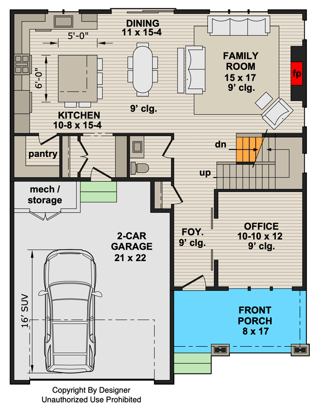 Plan 140060RK: Craftsman House Plan with 3 Bedrooms, Loft, and Home Office - Floor Plan -  - Bungalow, Craftsman, New American