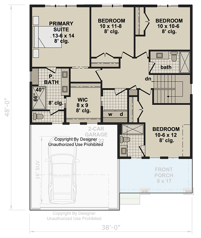 Plan 140062RK: Craftsman Traditional House Plan with 3 Beds and 2-Car Garage - Floor Plan -  - Craftsman, Traditional