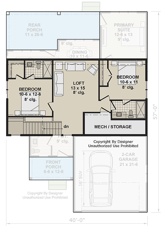 Plan 140069RK: Craftsman House Plan with Main Level Master Suite and Loft - Floor Plan - - Craftsman, Traditional
