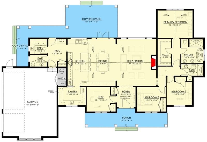 Plan 270128AF: Modern Farmhouse House Plan with 3 Bedrooms and Expansive Outdoor Living - Floor Plan -  - Farmhouse, Modern Farmhouse, New American