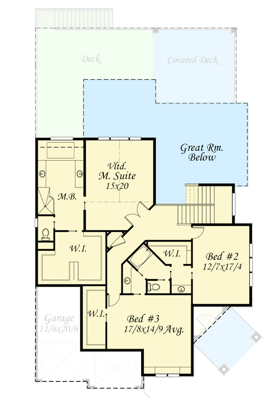 Plan 85484MS: Expansive 4-Bedroom Tudor Craftsman House Plan with Den and Workshop - Floor Plan - 2nd Level - Craftsman, Northwest, Tudor