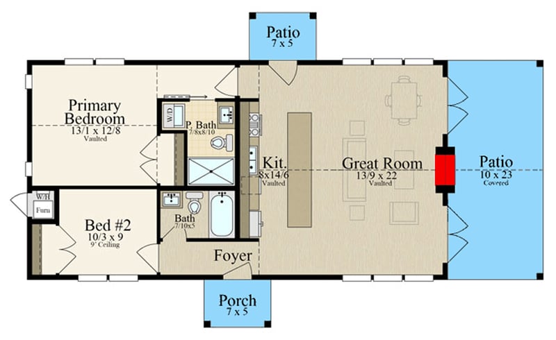 Plan 85492MS: Modern Rustic House Plan with Outdoor Fireplace and Two-Story Great Room - Floor Plan -  - A-Frame, Cabin, Modern, Rustic