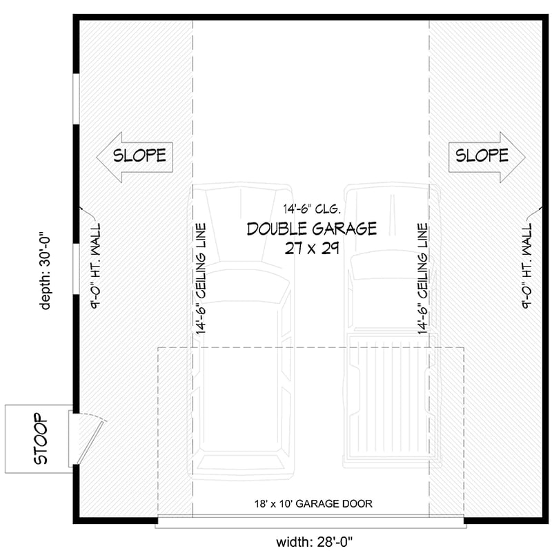 Plan 680672VR: Charming 2-Car Garage House Plan with 9-Foot Walls and 14-Foot Ceilings - Floor Plan - - Country
