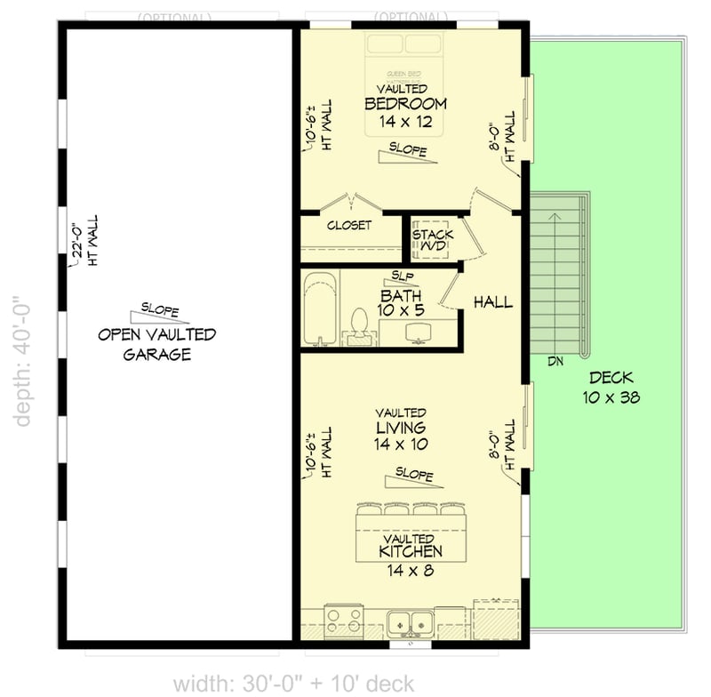 Plan 680668VR: Contemporary Mountain House Plan with RV Garage and Elevated Deck - Floor Plan - - Contemporary, Mountain