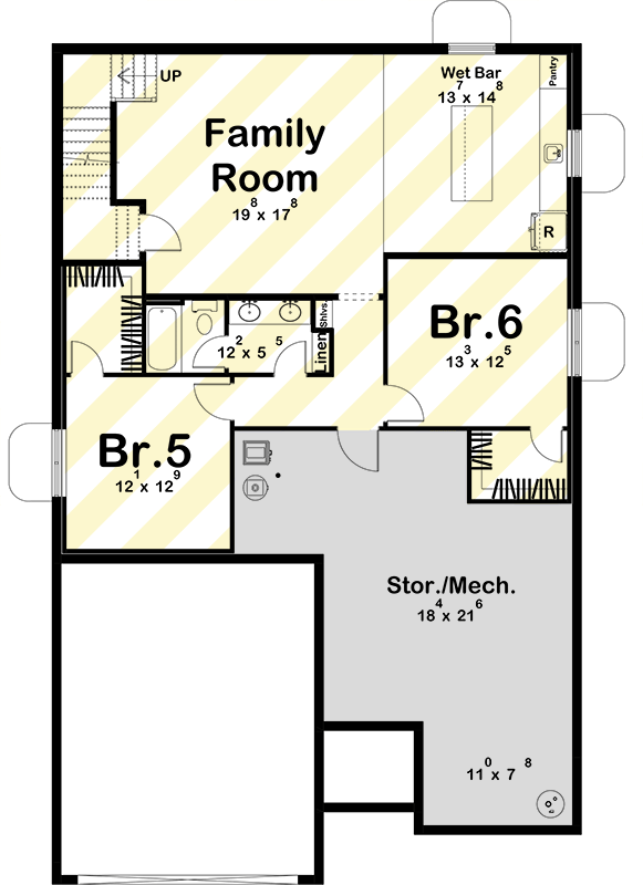Plan 623640DJ: Modern Farmhouse House Plan with 4 Beds, Main Level Master, and 2-Car Garage - Floor Plan - Optional Lower Level Layout ($ Paid Option) - Modern Farmhouse