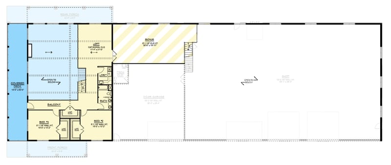 Plan 135422GRA: Barndominium House Plan with Workshop and 6-Car Garage - Floor Plan - - Barndominium, Country, Farmhouse