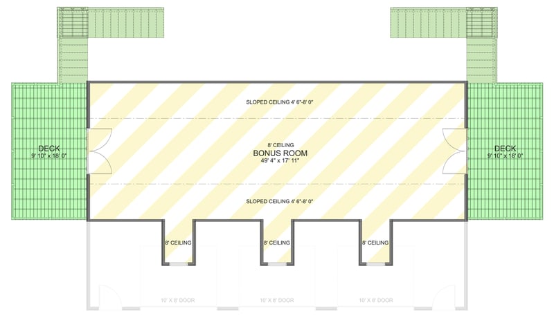 Plan 61750UT: Expansive 3-Car Garage House Plan with Bonus Room and Decks - Floor Plan - 2nd Level - Traditional