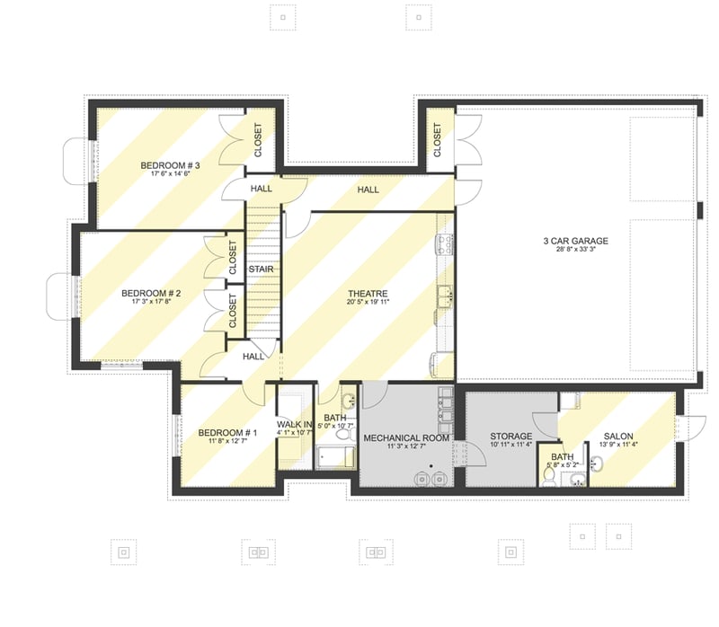 Plan 61751UT: Traditional House Plan with 3-4 Bedrooms, Home Theater, and Walkout Basement - Floor Plan - Optionally Finished Basement - New American, Traditional
