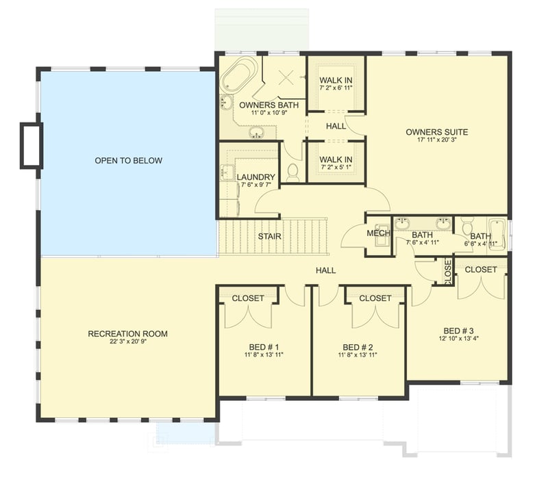 Plan 61752UT: 4166 Sq Ft Traditional Farmhouse House Plan with 5 Bedroom and 3-Car Garage - Floor Plan - 2nd Floor - Craftsman, Modern Farmhouse, Traditional